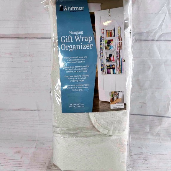 Whitmor Hanging Gift Wrap Organizer Over The Door Craft Storage Solution‎ Beige - Picture 1 of 4